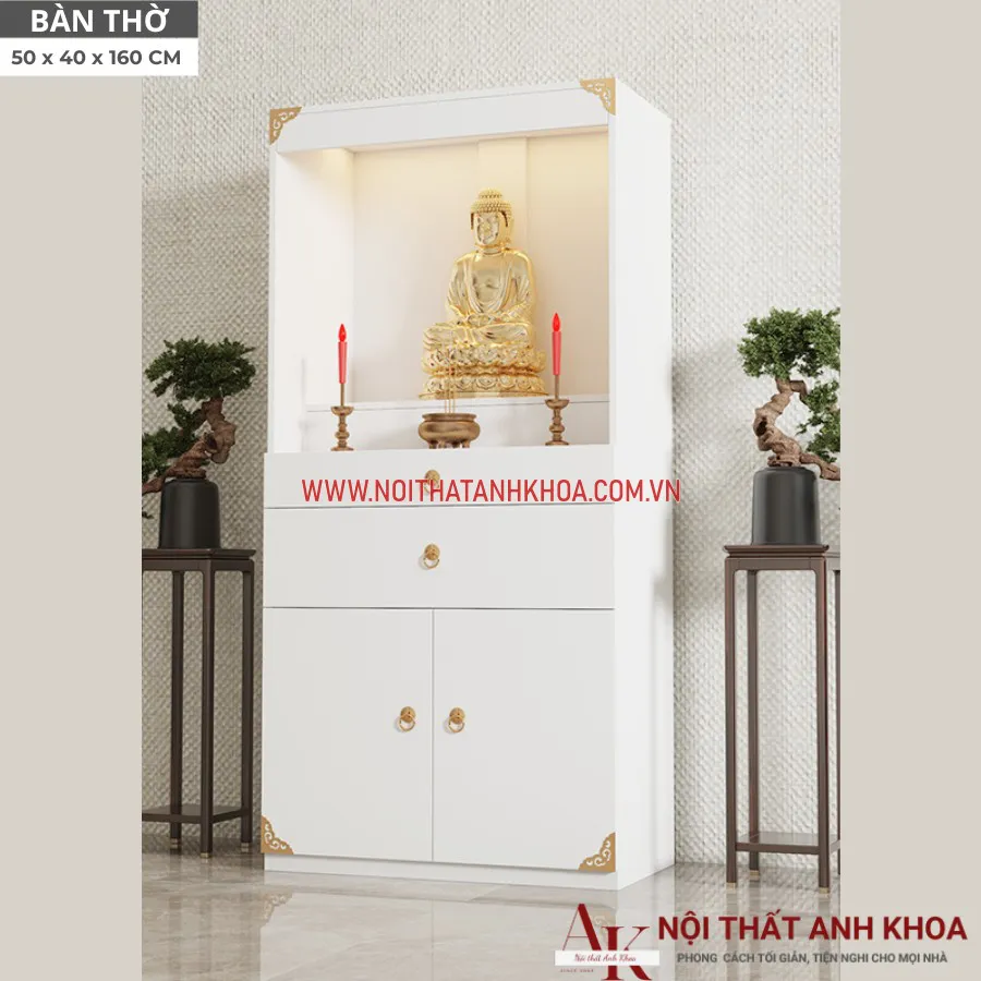 Bàn Thờ Gỗ Công Nghiệp Chống Ẩm Màu Trắng Giá Rẻ