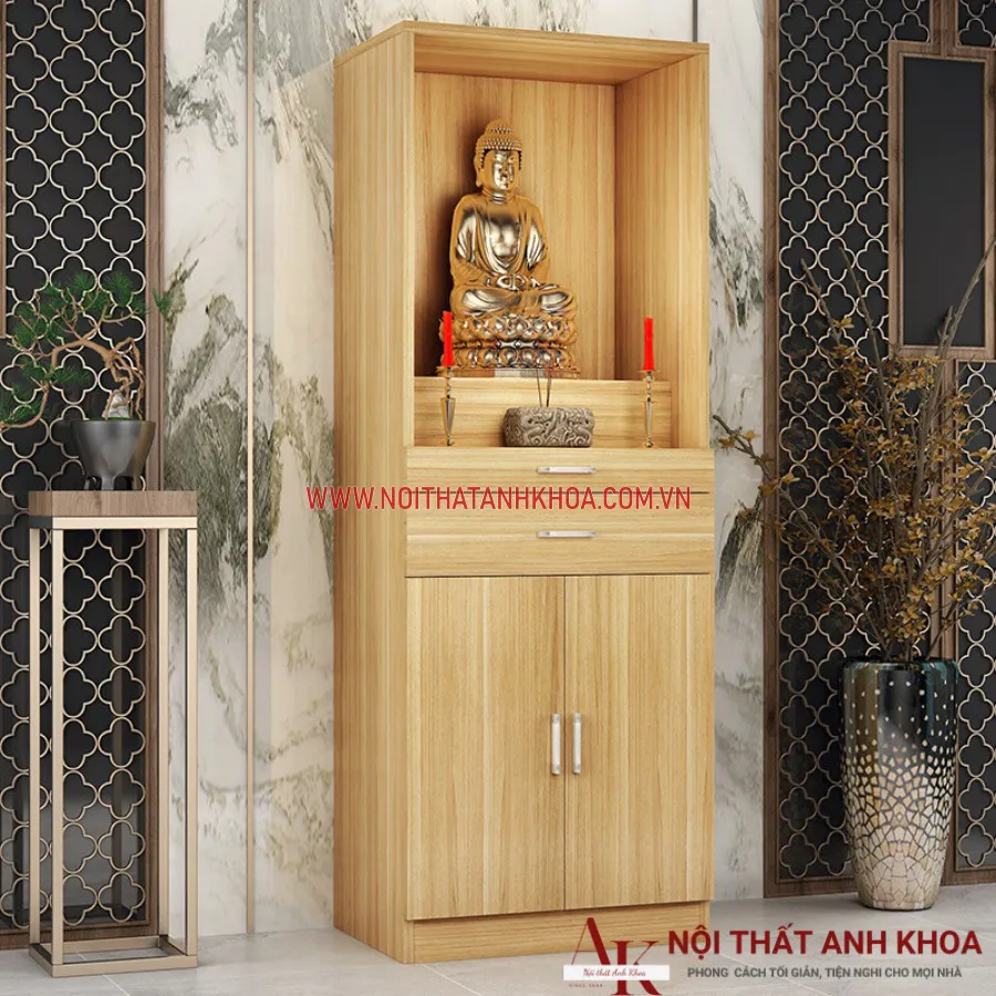 Bàn Thờ Gỗ Công Nghiệp Màu Vân Gỗ Đẹp Hiện Đại