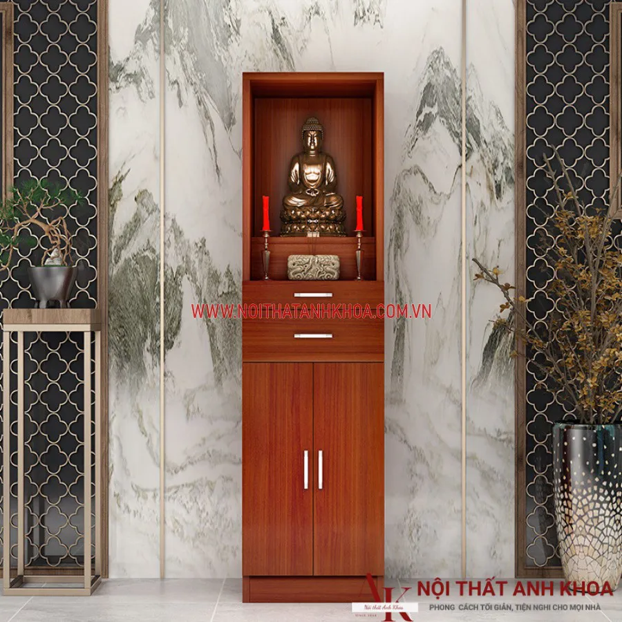 Bàn Thờ Gỗ Công Nghiệp Màu Xoan Đào Đẹp Hiện Đại