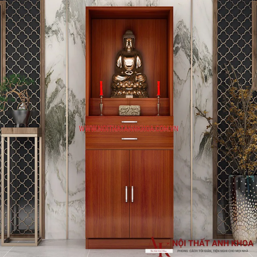 Bàn Thờ Gỗ Công Nghiệp Màu Xoan Đào Đẹp Hiện Đại
