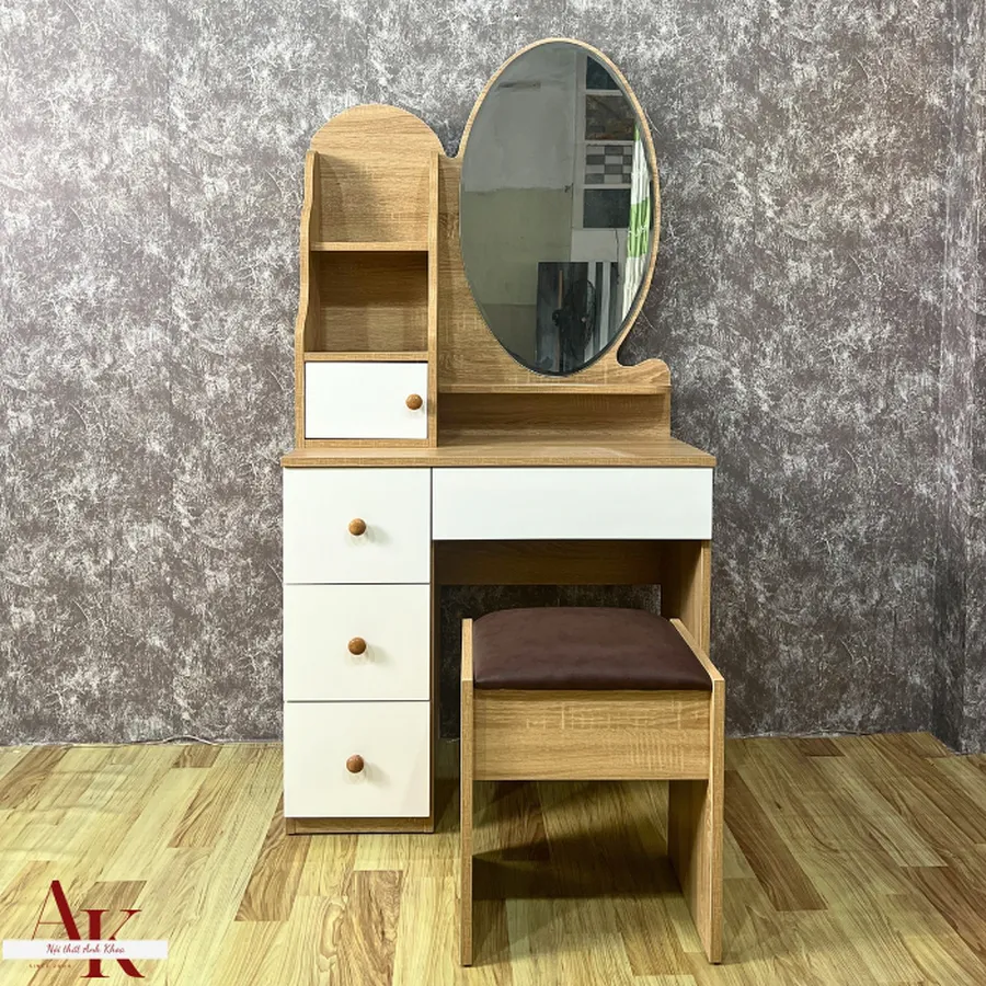 Bàn Trang Điểm Gỗ Công Nghiệp Gương Xoài Đẹp Nhỏ Gọn Giá Rẻ