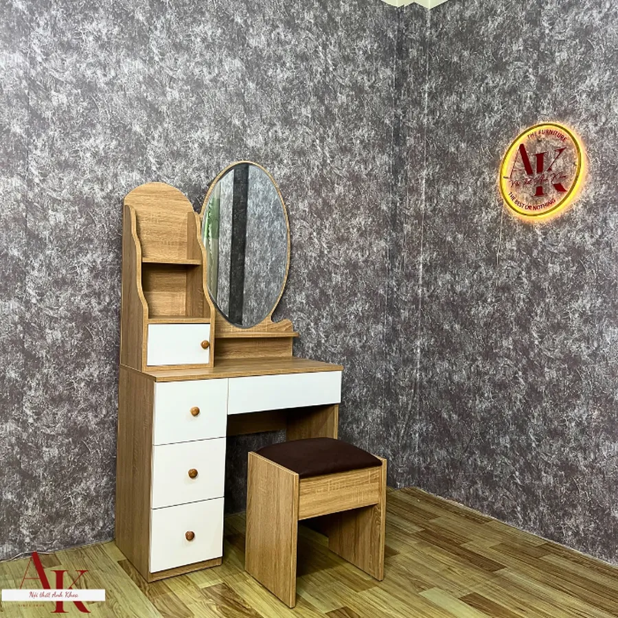 Bàn Trang Điểm Gỗ Công Nghiệp Gương Xoài Đẹp Nhỏ Gọn Giá Rẻ