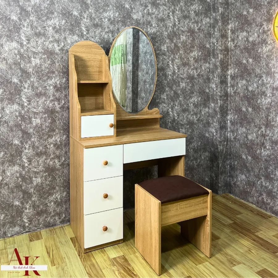 Bàn Trang Điểm Gỗ Công Nghiệp Gương Xoài Đẹp Nhỏ Gọn Giá Rẻ