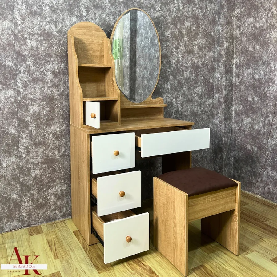 Bàn Trang Điểm Gỗ Công Nghiệp Gương Xoài Đẹp Nhỏ Gọn Giá Rẻ