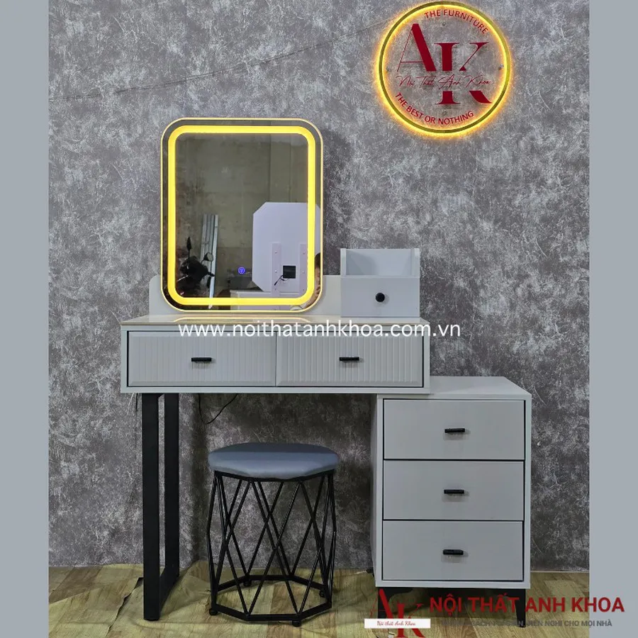Bàn Trang Điểm Đẹp Gỗ MDF Có Đèn LED Giá Rẻ (Hàng nhập khẩu)