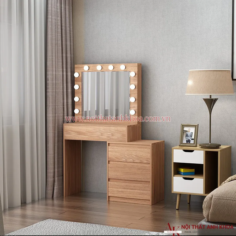 Bàn Trang Điểm Gỗ Công Nghiệp Hiện Đại Có Led