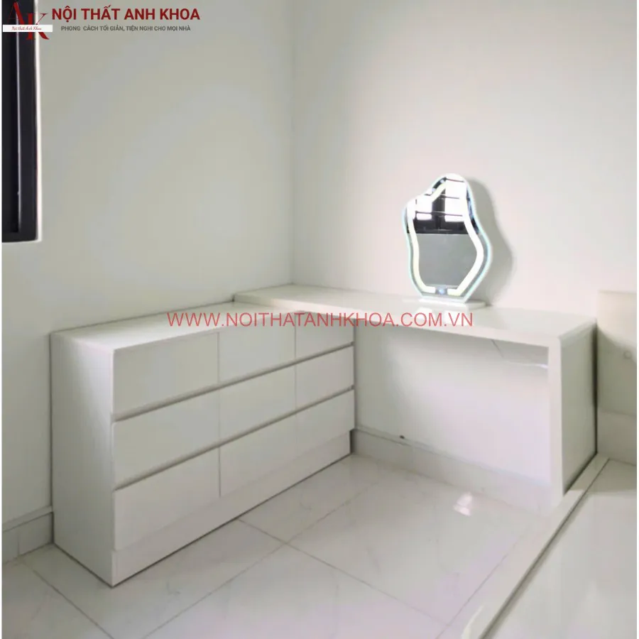 Bàn Trang Điểm Gỗ Công Nghiệp Kết Hợp Đựng Đồ Màu Vân Gỗ