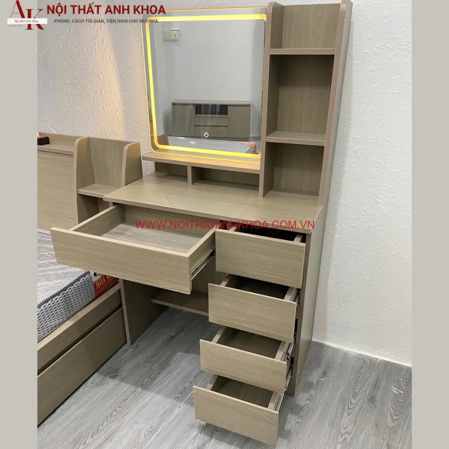 Bàn Trang Điểm Gỗ Công Nghiệp Phủ Melamine Chất Lượng Cao Màu Đen Hiện Đại