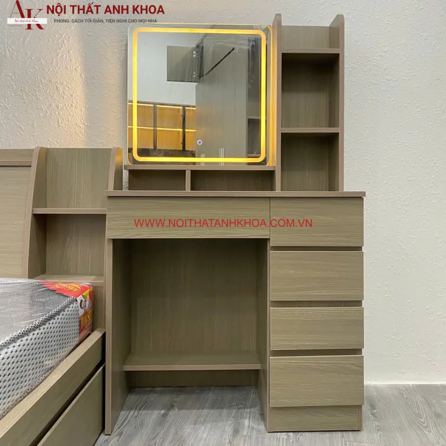 Bàn Trang Điểm Gỗ Công Nghiệp Phủ Melamine Chất Lượng Cao Màu Đen Hiện Đại