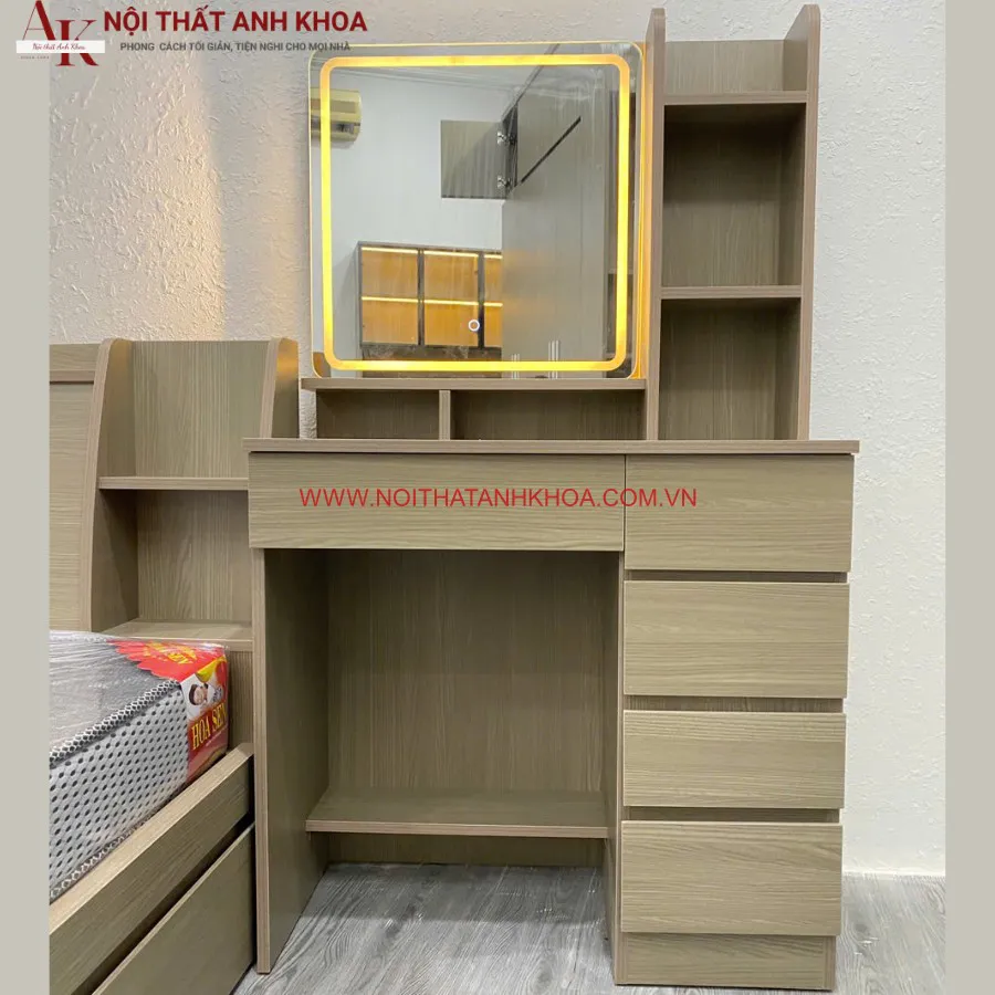 Bàn Trang Điểm Gỗ Công Nghiệp Phủ Melamine Chất Lượng Cao Màu Đen Hiện Đại