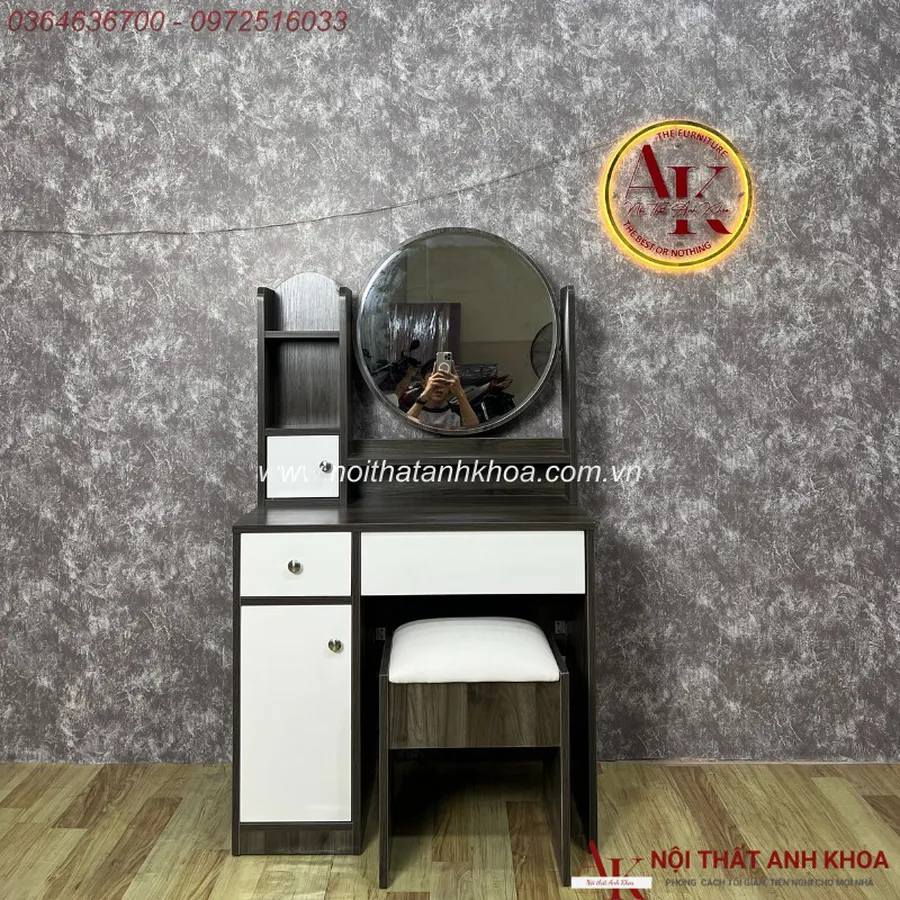 Bàn Trang Điểm Gỗ MDF Màu Xanh Rêu Giá Tốt