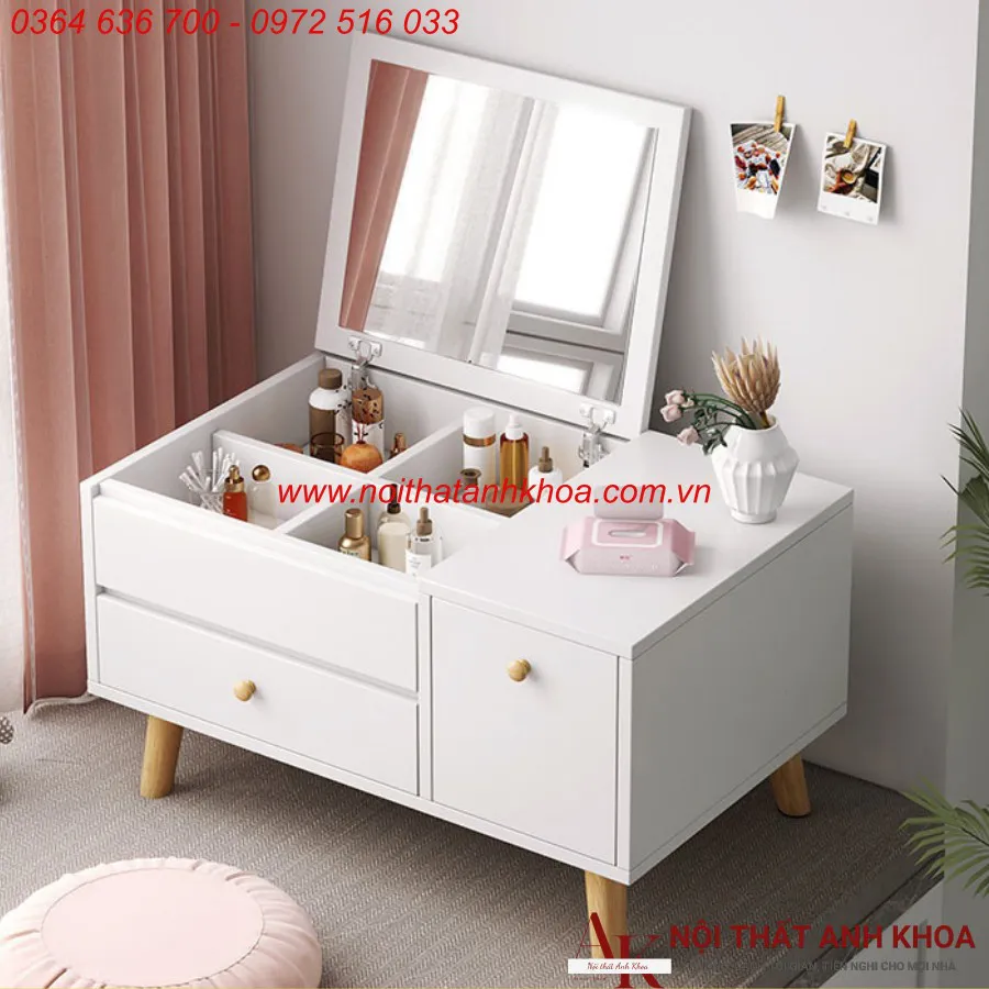 Bàn Trang Điểm Gương Lật Gỗ Công Nghiệp Đẹp Hiện Đại