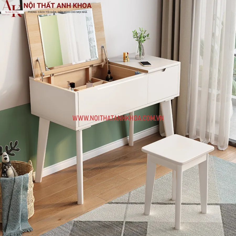 Bàn Trang Điểm Gương Lật Gỗ MDF Nhỏ Gọn Giá Rẻ