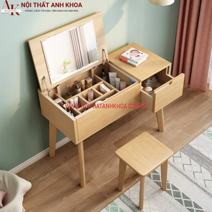 Bàn Trang Điểm Gương Lật Gỗ MDF Nhỏ Gọn Giá Rẻ