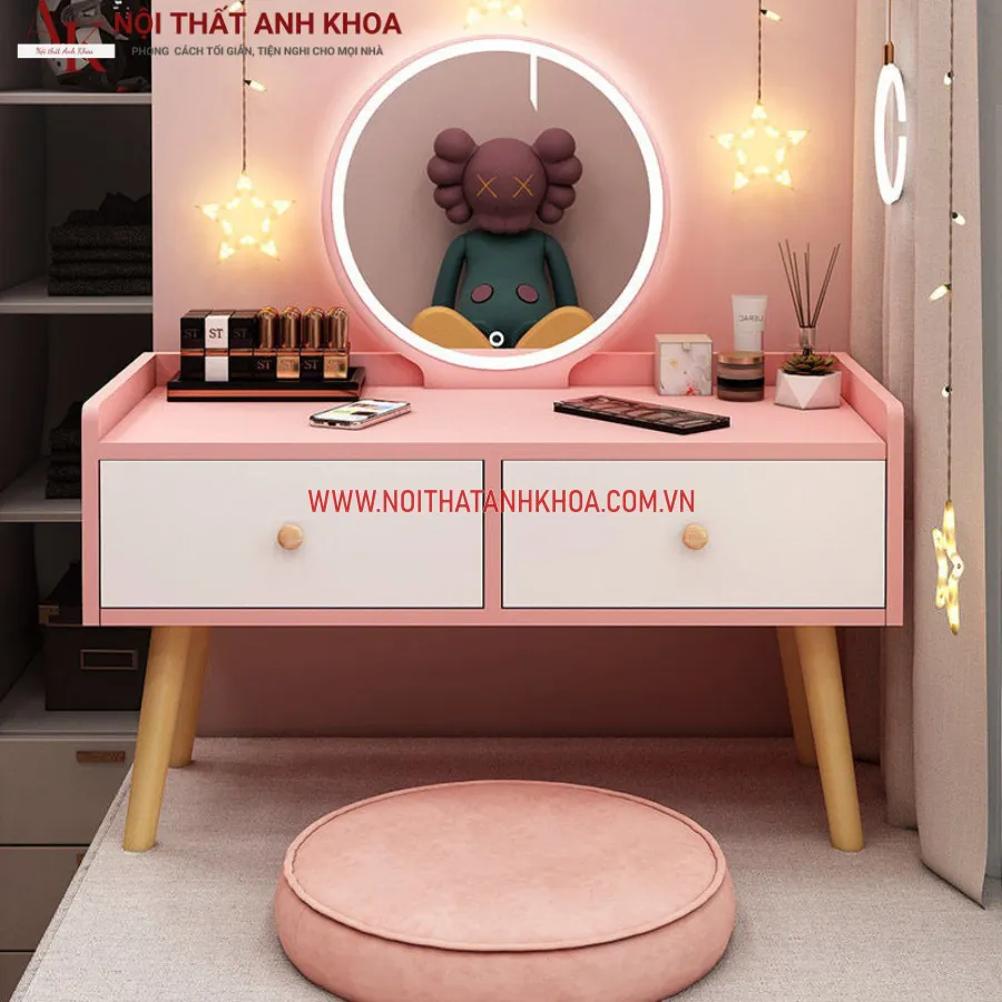 Bàn Trang Điểm Màu Hồng Mini Ngồi Bệt Đẹp Xinh
