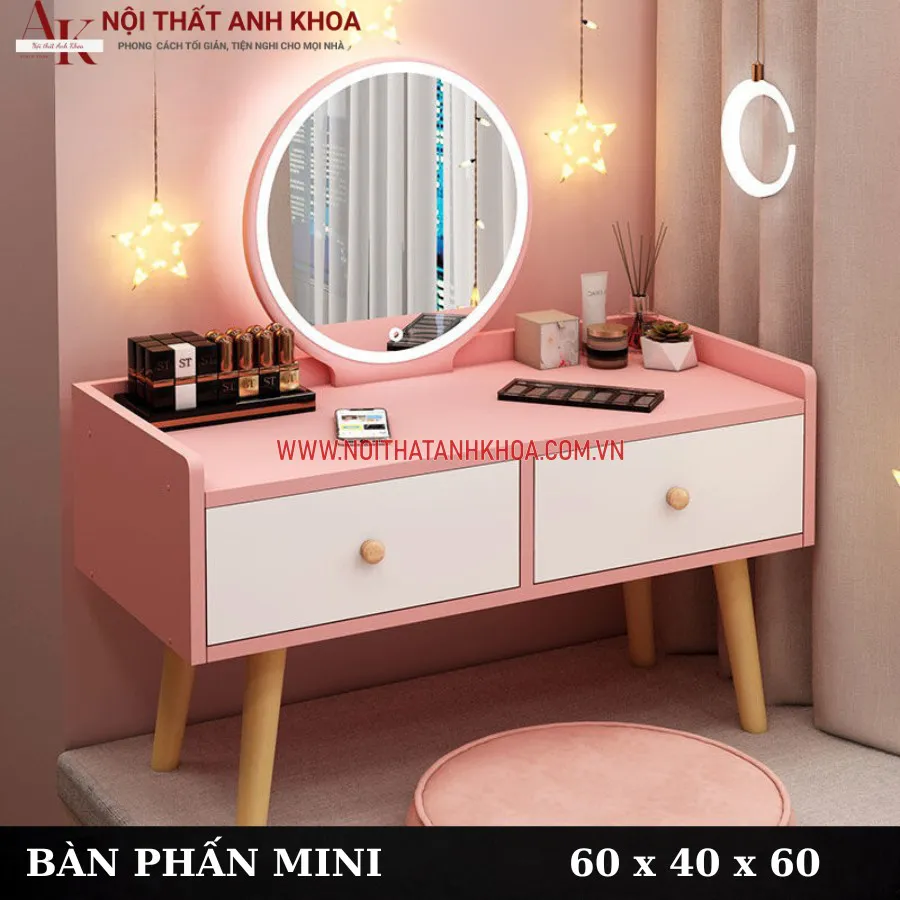 Bàn Trang Điểm Màu Hồng Mini Ngồi Bệt Đẹp Xinh