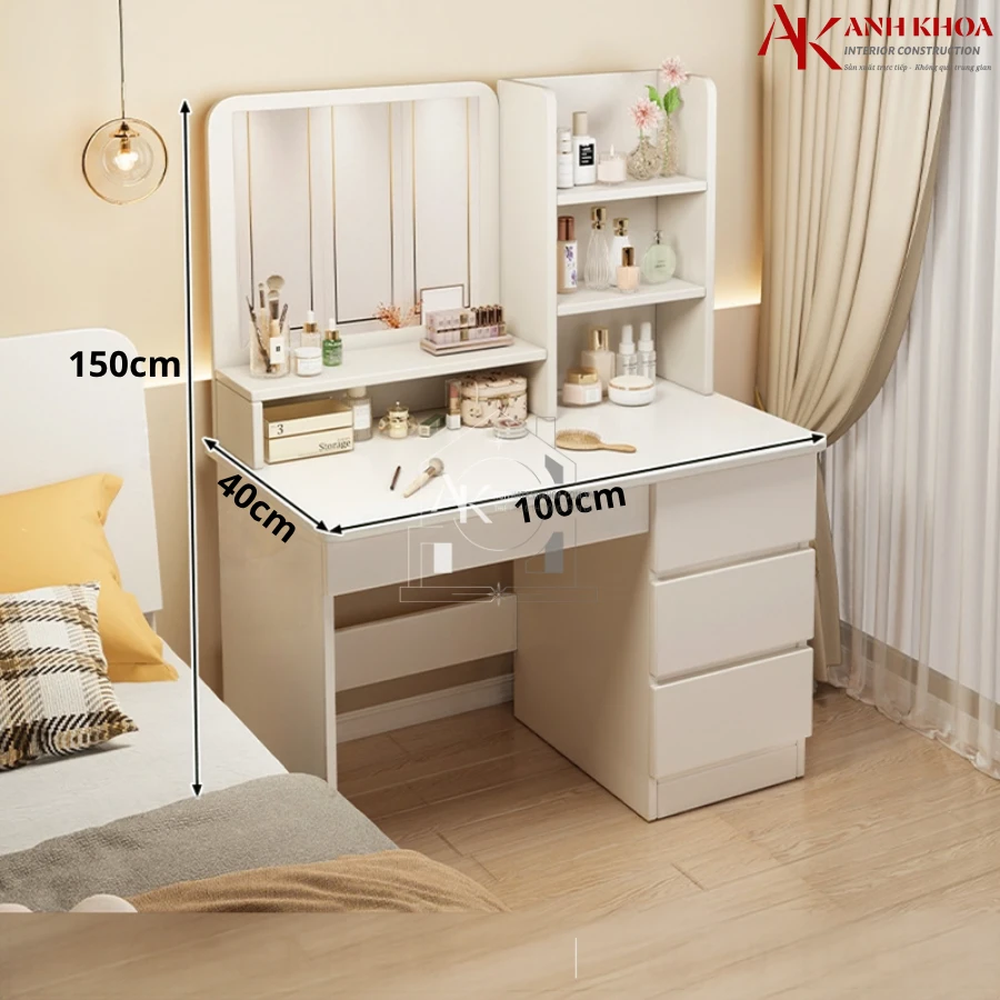 Bàn Trang Điểm Màu Trắng Gỗ Công Nghiệp Cao Cấp