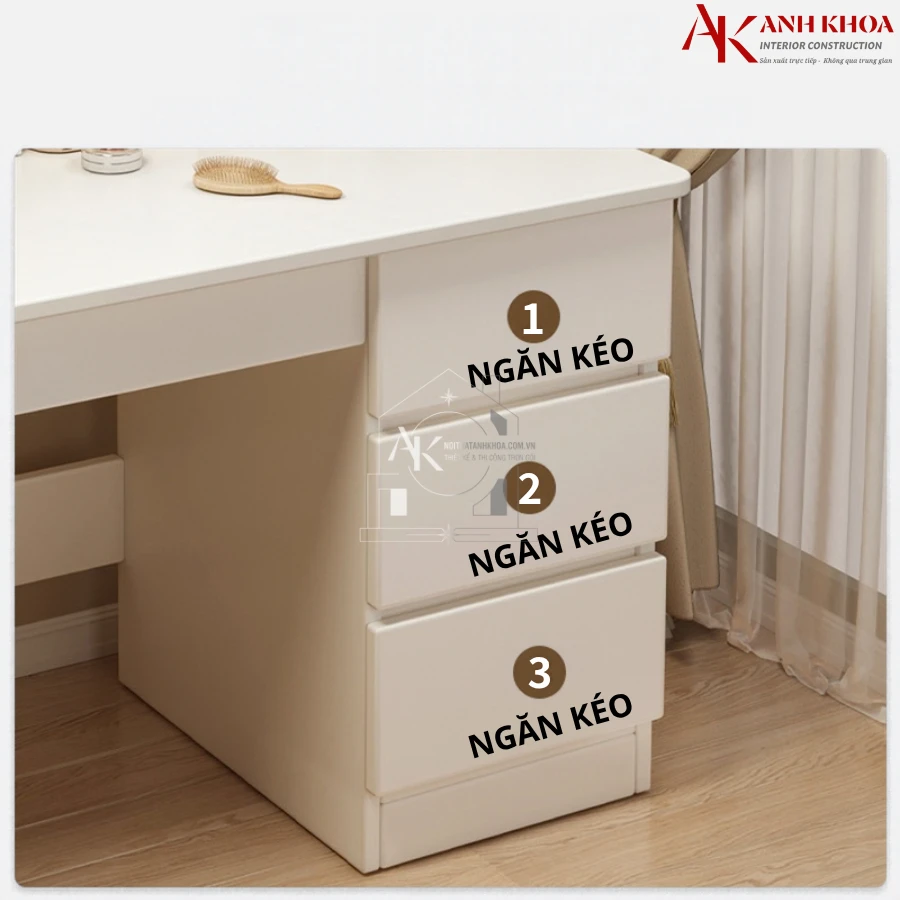 Bàn Trang Điểm Màu Trắng Gỗ Công Nghiệp Cao Cấp