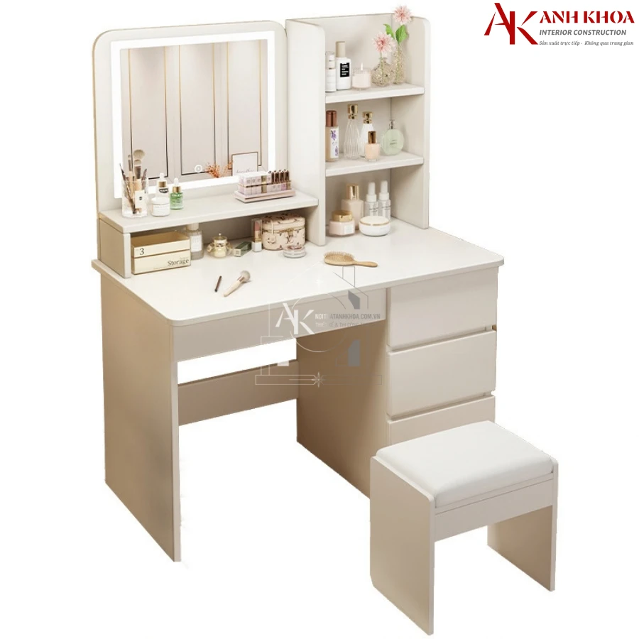 Bàn Trang Điểm Màu Trắng Gỗ Công Nghiệp Cao Cấp