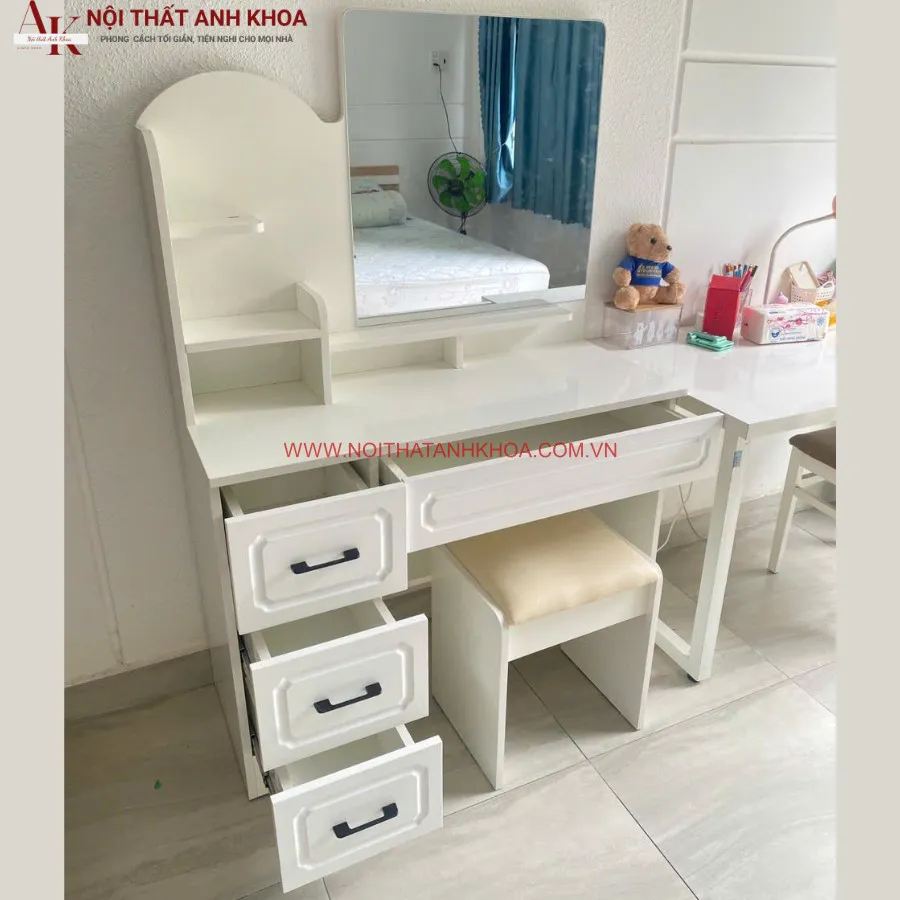Bàn Trang Điểm Màu Trắng Gỗ Công Nghiệp Đẹp Hiện Đại