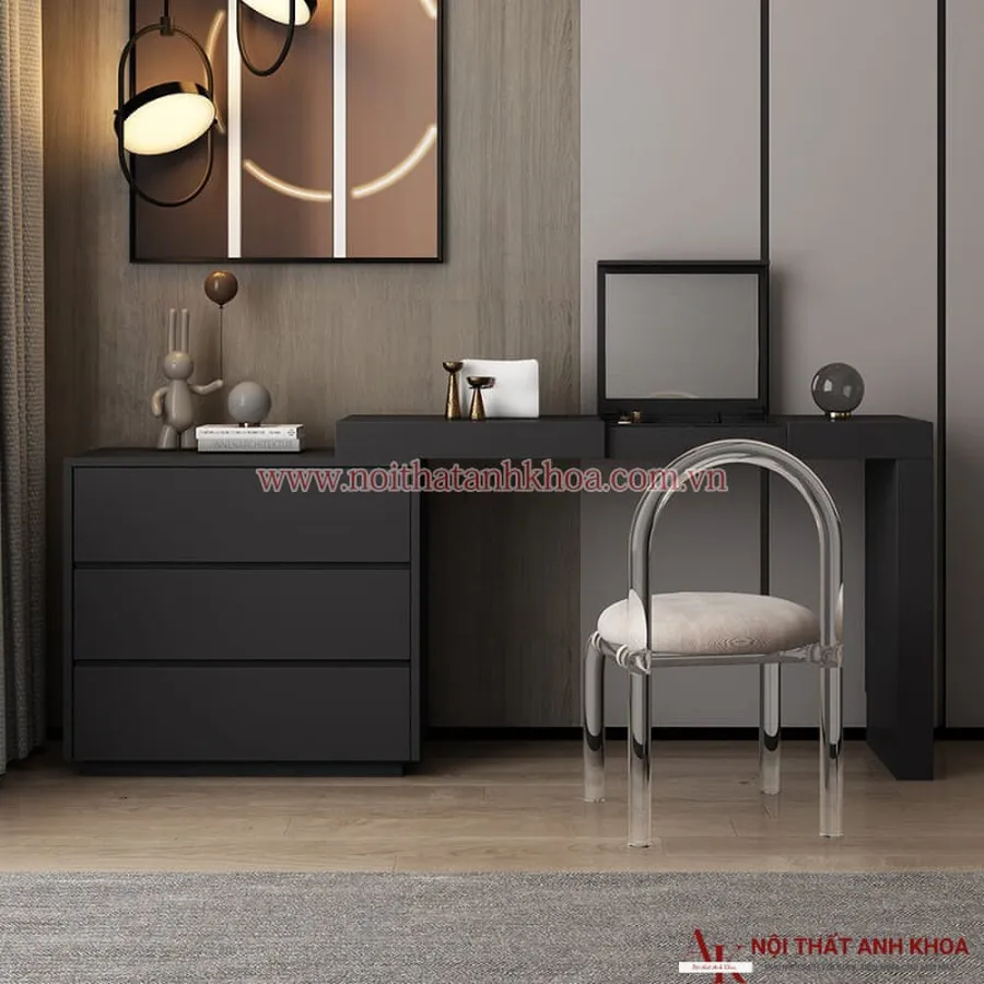 Bàn Trang Điểm MDF Kết Hợp Hệ Tủ Nhiều Ngăn