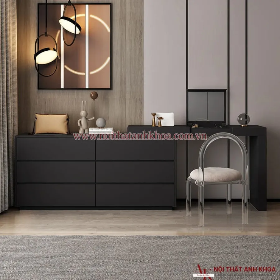 Bàn Trang Điểm MDF Kết Hợp Hệ Tủ Nhiều Ngăn