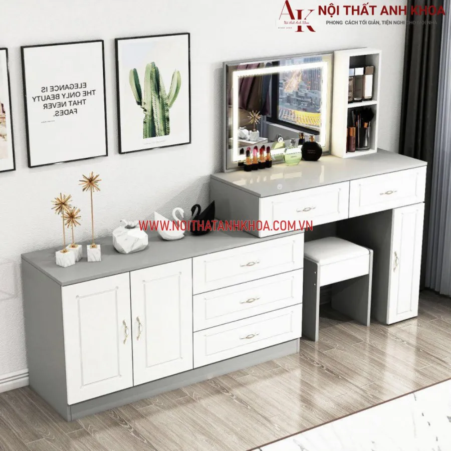 Bàn Trang Điểm Phong Cách Gỗ Công Nghiệp Đẹp Hiện Đại
