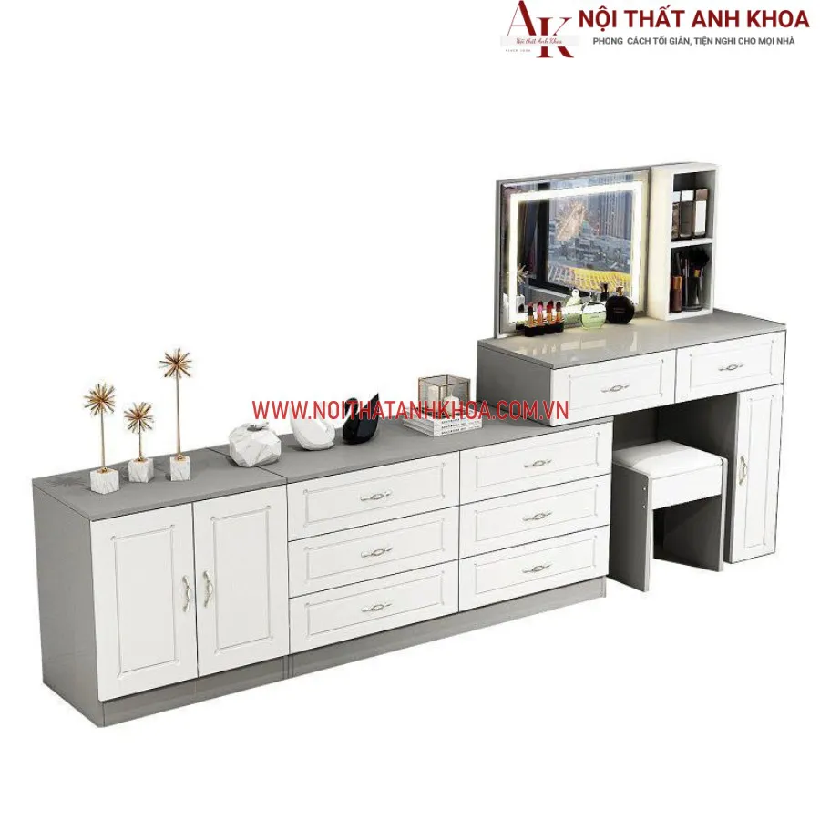 Bàn Trang Điểm Phong Cách Gỗ Công Nghiệp Đẹp Hiện Đại
