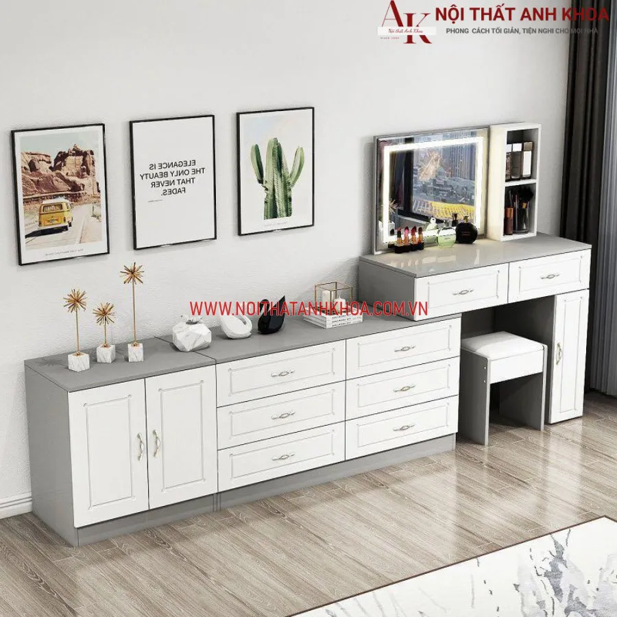 Bàn Trang Điểm Phong Cách Gỗ Công Nghiệp Đẹp Hiện Đại