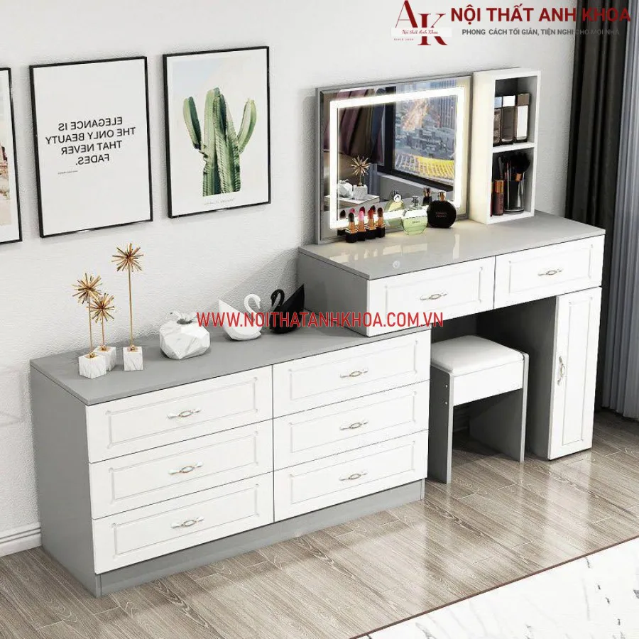 Bàn Trang Điểm Phong Cách Gỗ Công Nghiệp Đẹp Hiện Đại