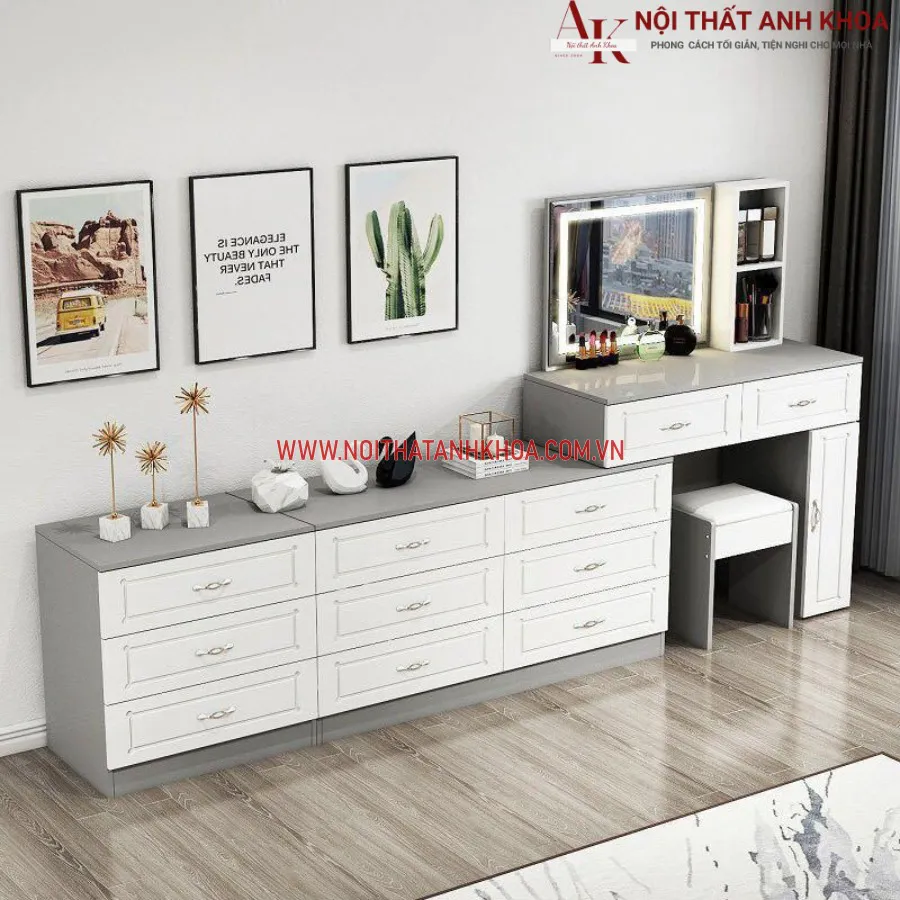 Bàn Trang Điểm Phong Cách Gỗ Công Nghiệp Đẹp Hiện Đại