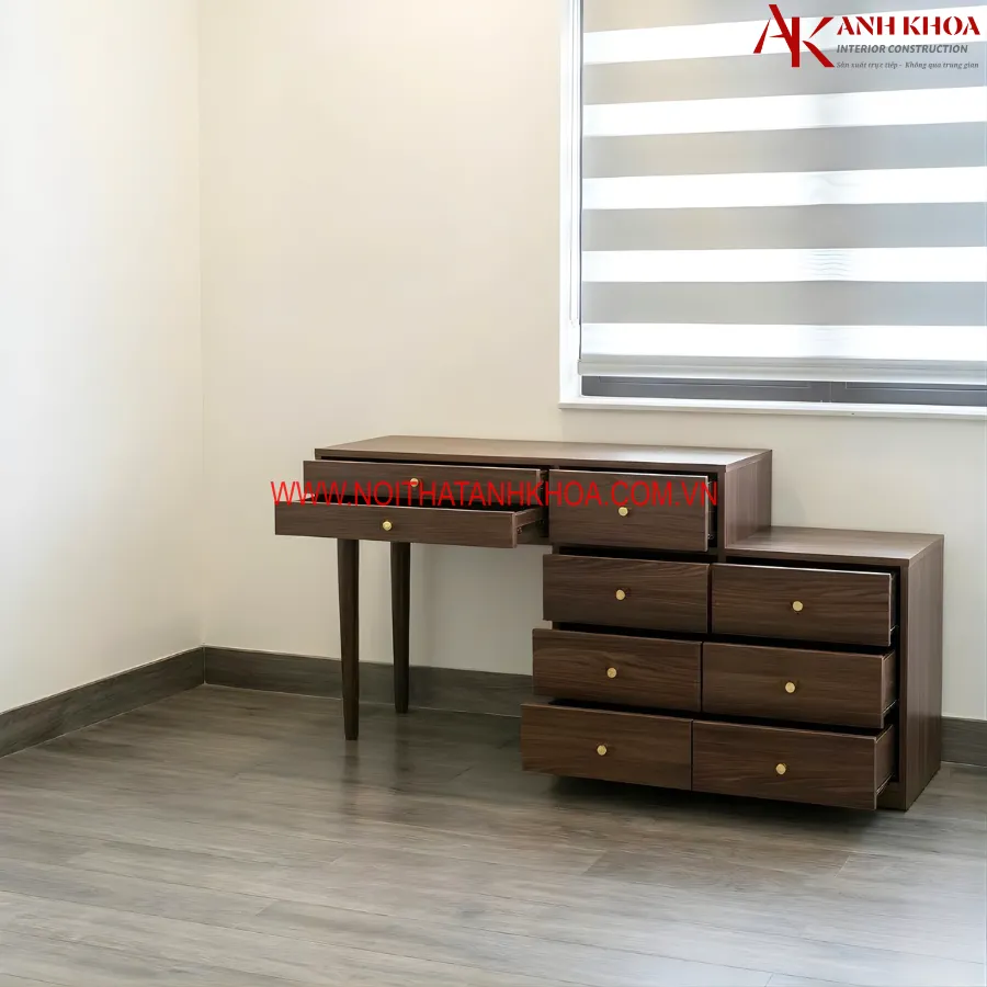 Bàn Phấn Gỗ Công Nghiệp Hiện Đại Màu Óc Chó