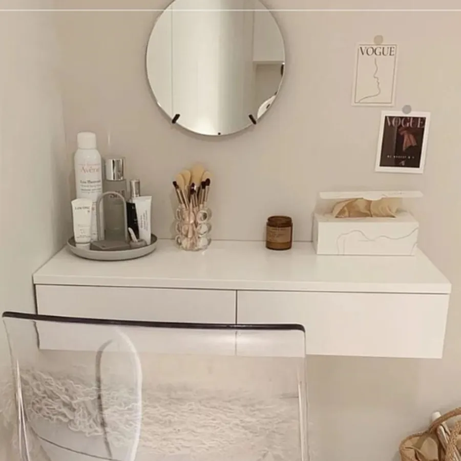 Bàn Trang Điểm Treo Tường Gỗ Công Nghiệp Mdf Có Gương Hiện Đại