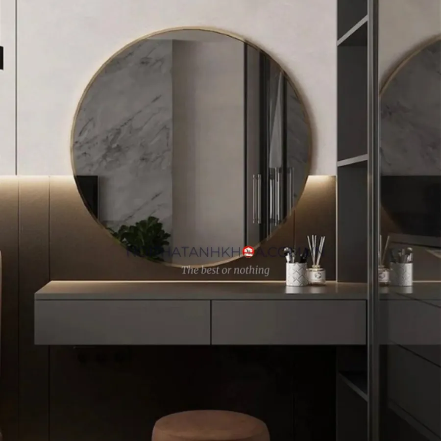 Bàn Trang Điểm Treo Tường Gỗ Công Nghiệp Mdf Có Gương Hiện Đại