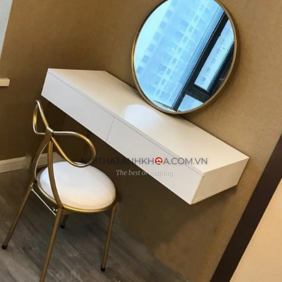 Bàn Trang Điểm Treo Tường Gỗ Công Nghiệp Mdf Có Gương Hiện Đại