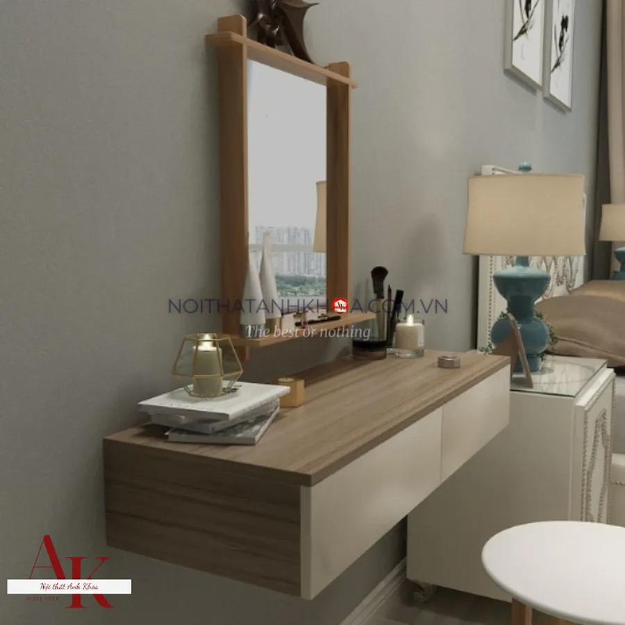 Bàn Trang Điểm Treo Tường Gỗ Công Nghiệp Mdf Có Gương Cao Cấp Giá Rẻ