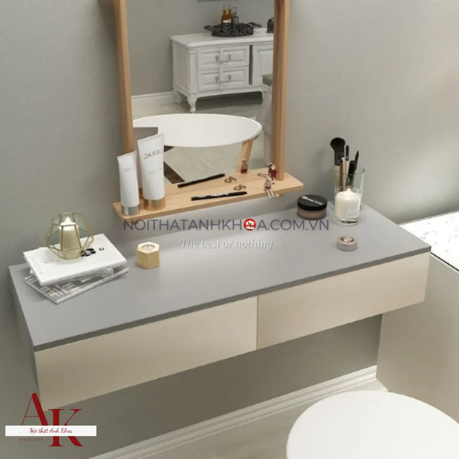 Bàn Trang Điểm Treo Tường Gỗ Công Nghiệp Mdf Có Gương Cao Cấp Giá Rẻ