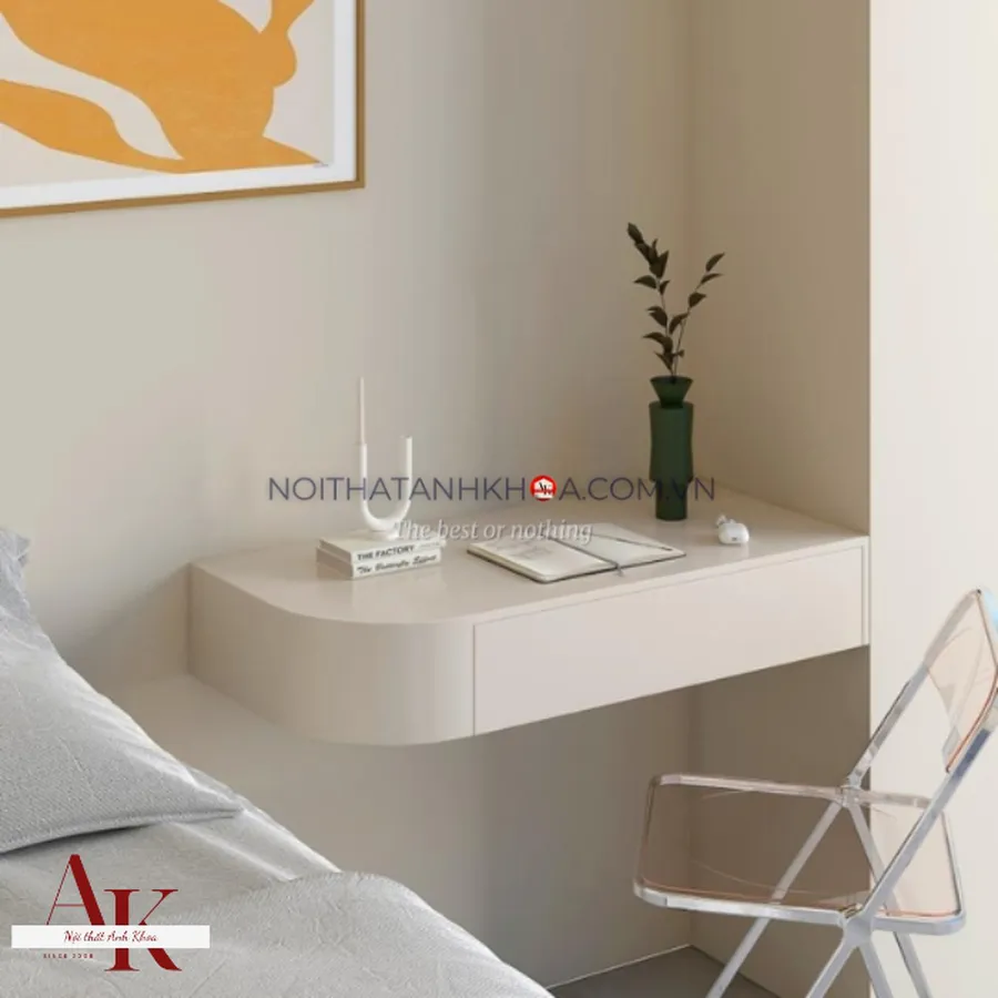 Bàn Trang Điểm Treo Tường Gỗ MDF Bo Cạnh Mềm Mại Thiết Kế Chắc Chắn