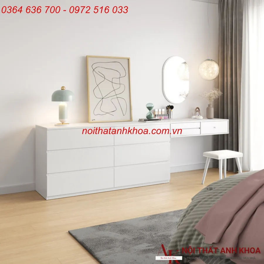 Bàn Trang Điểm Treo Tường Gỗ Công Nghiệp Nhỏ Xinh