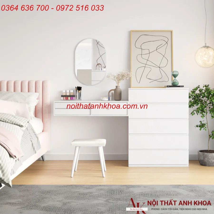 Bàn Trang Điểm Treo Tường Gỗ Công Nghiệp Nhỏ Xinh