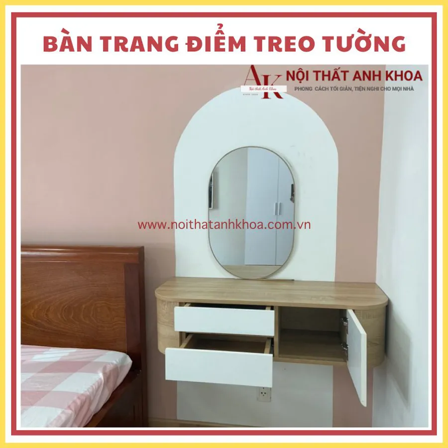 Bàn Trang Điểm Treo Tường Gỗ MDF Nhỏ Gọn Giá Rẻ
