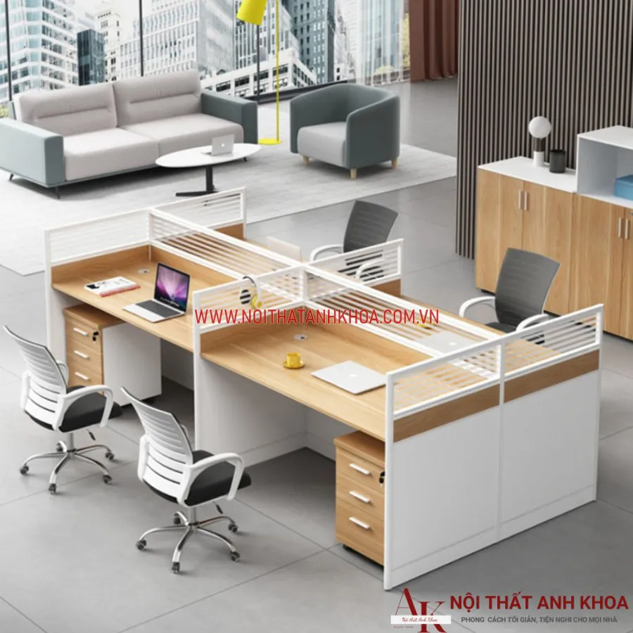 Bàn Văn Phòng Cho Nhân Viên Làm Bằng Gỗ Công Nghiệp