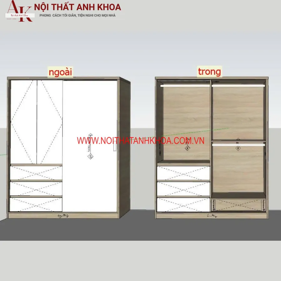 Tủ Quần Áo Gỗ Ép Màu Sắc Đẹp