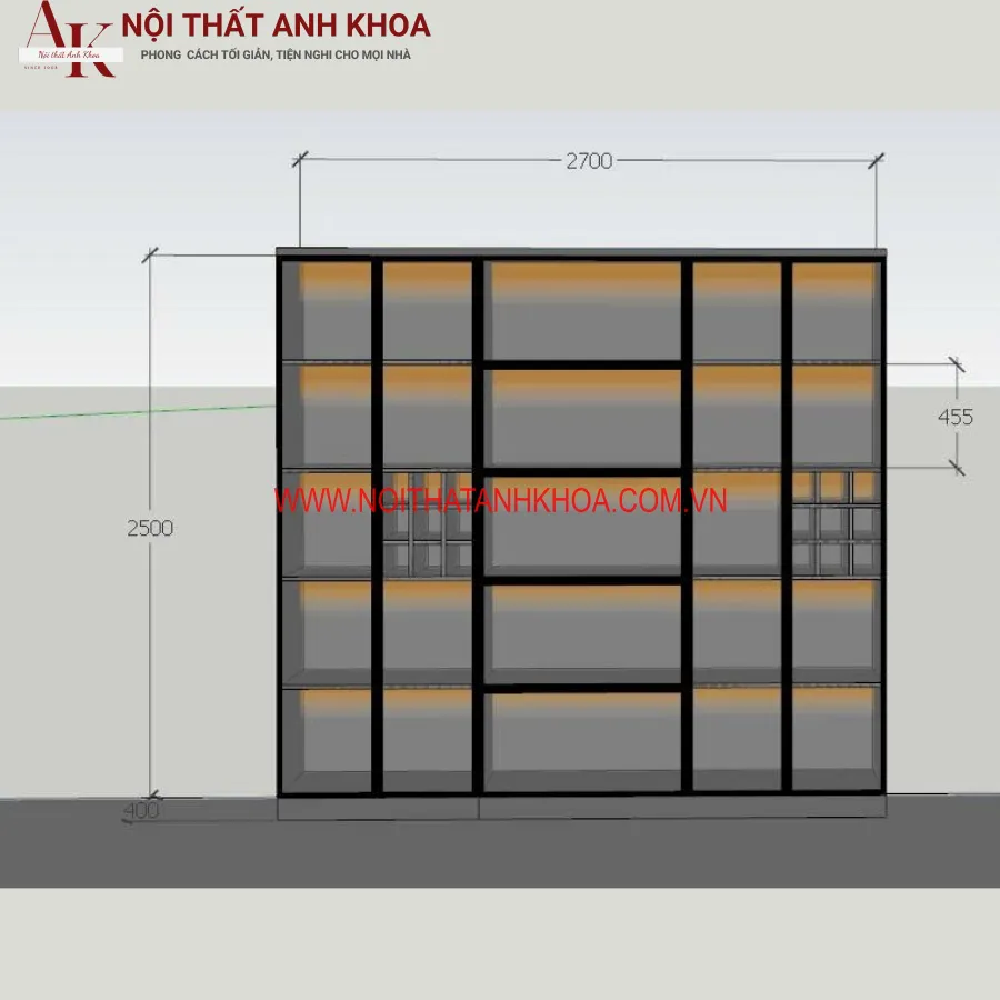 Tủ Rượu Cánh Kính Cường Lực Khung Gỗ MDF Hiện Đại Giá Tốt