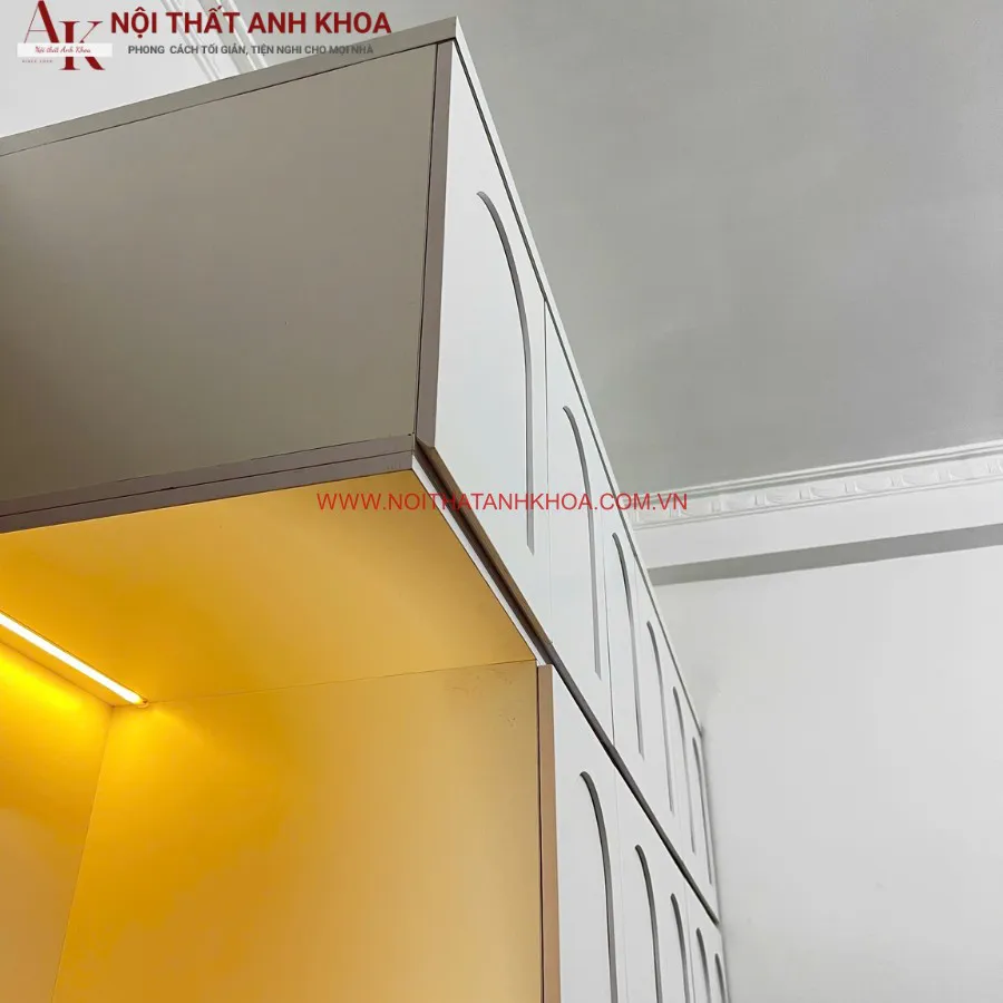 Tủ Quần Áo Gỗ Công Nghiệp Màu Trắng Phong Cách Tân Cổ Điển