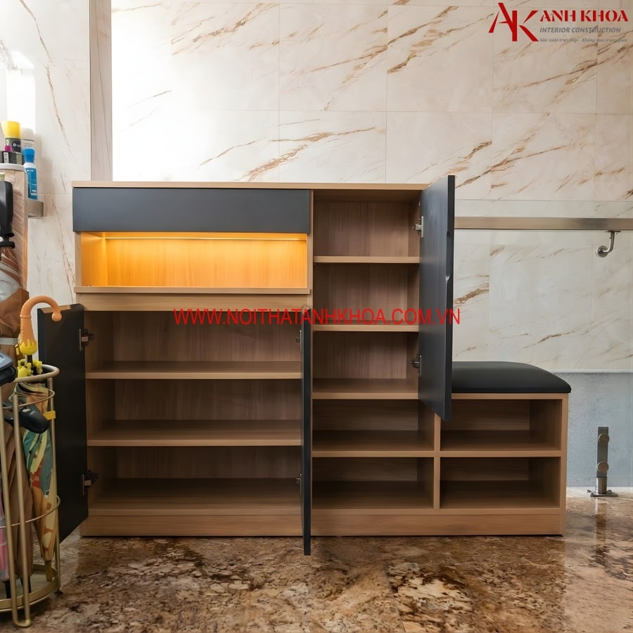 Tủ Giày có Ghế Ngồi Gỗ Công Nghiệp Thông Minh Tiện Lợi