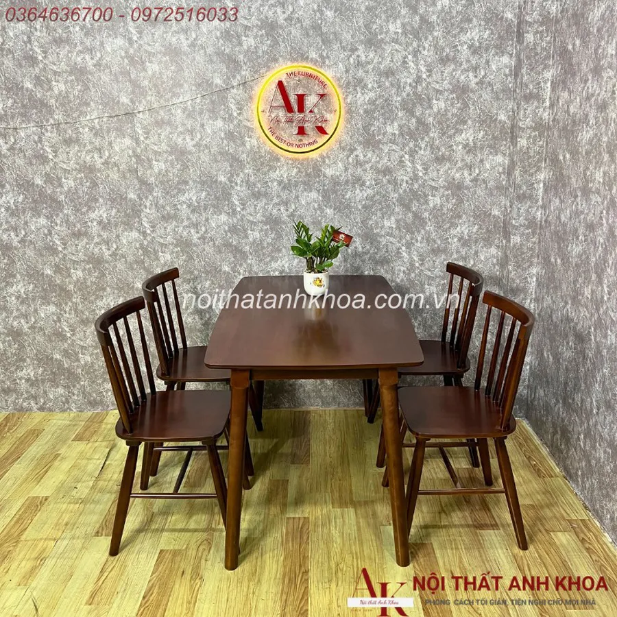 Bộ Bàn Ăn 4 Ghế Sunny Gỗ Cao Su Đẹp Hiện Đại