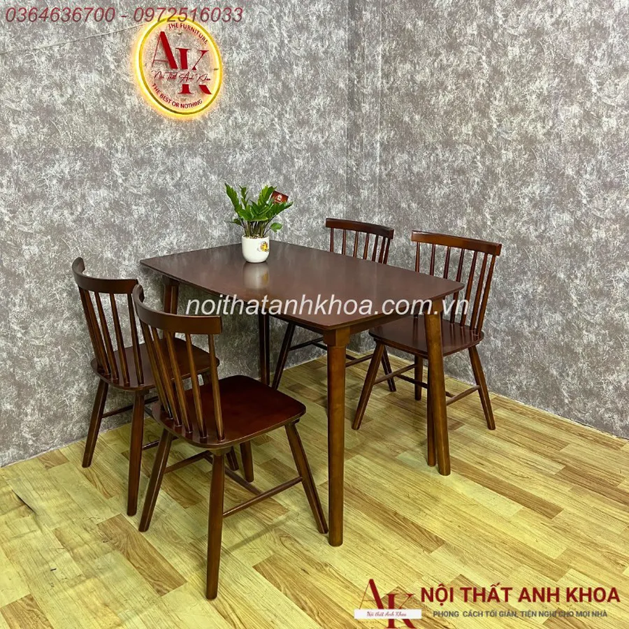 Bộ Bàn Ăn 4 Ghế Sunny Gỗ Cao Su Đẹp Hiện Đại