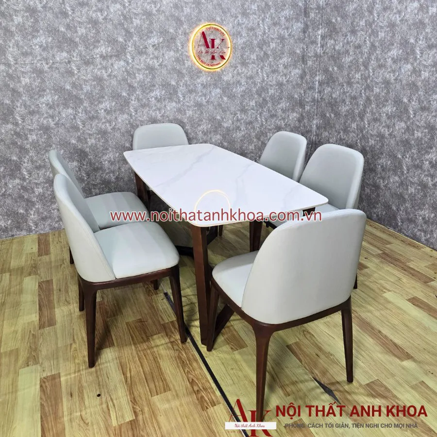 Bộ Bàn Ăn 6 Ghế Mặt Đá Đẹp Hiện Đại