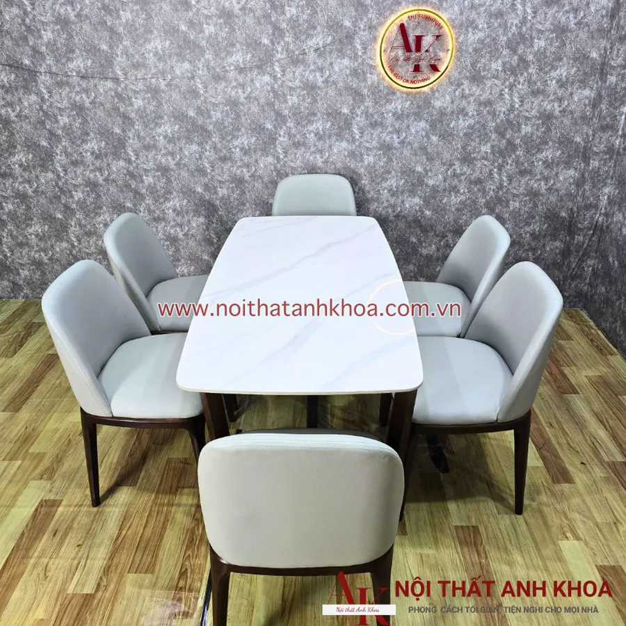 Bộ Bàn Ăn 6 Ghế Mặt Đá Đẹp Hiện Đại